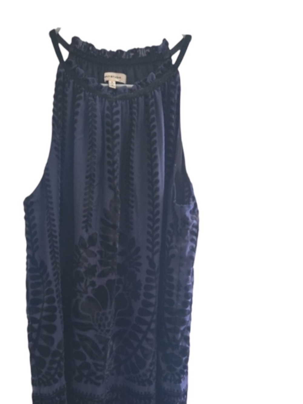 Velvet Burnout Navy High-Neck Camisole